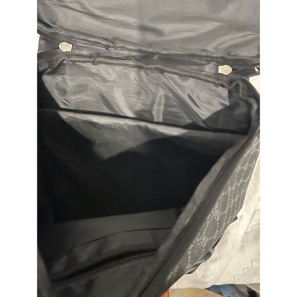 Top Loading Faux Leather Black Print Backpack - Picture 3 of 3